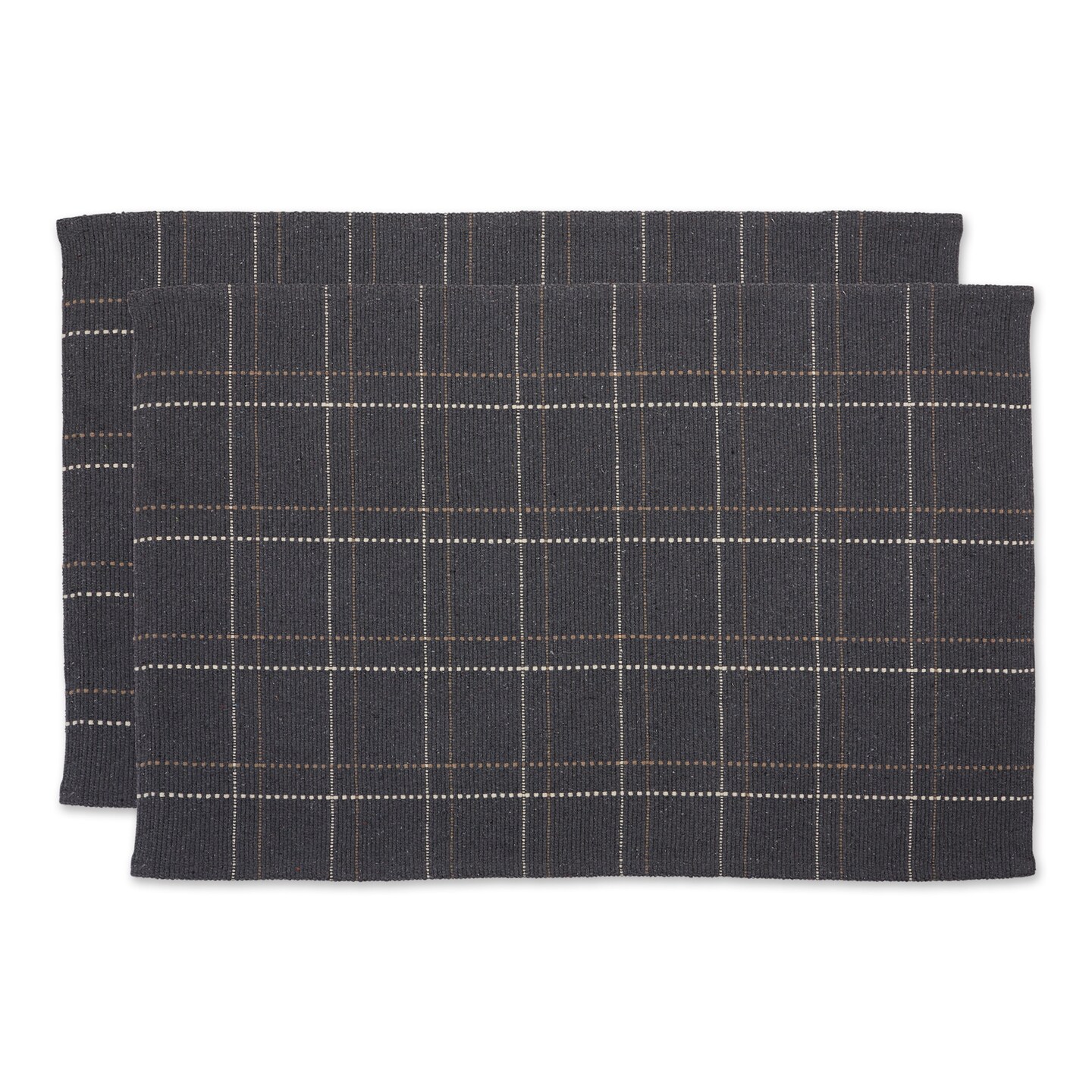 Contemporary Home Living 2' x 3' Plaid Rectangular Area Throw Rug - Black - Set of 2