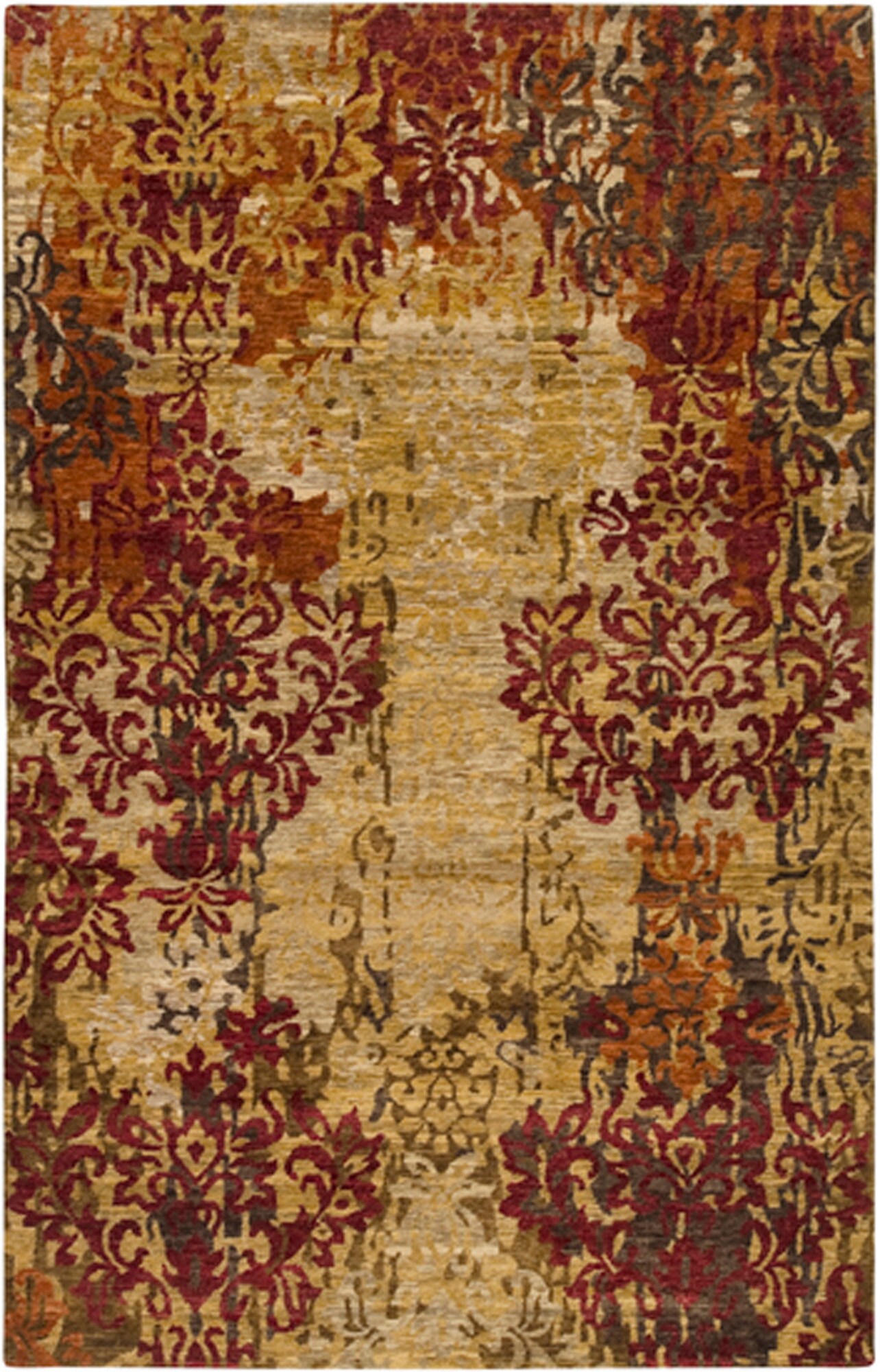 Tiwari Home 1.5&#x27; x 1.5&#x27; Beige and Red Hand Knotted Square New Zealand Wool Area Throw Rug Corner Sample