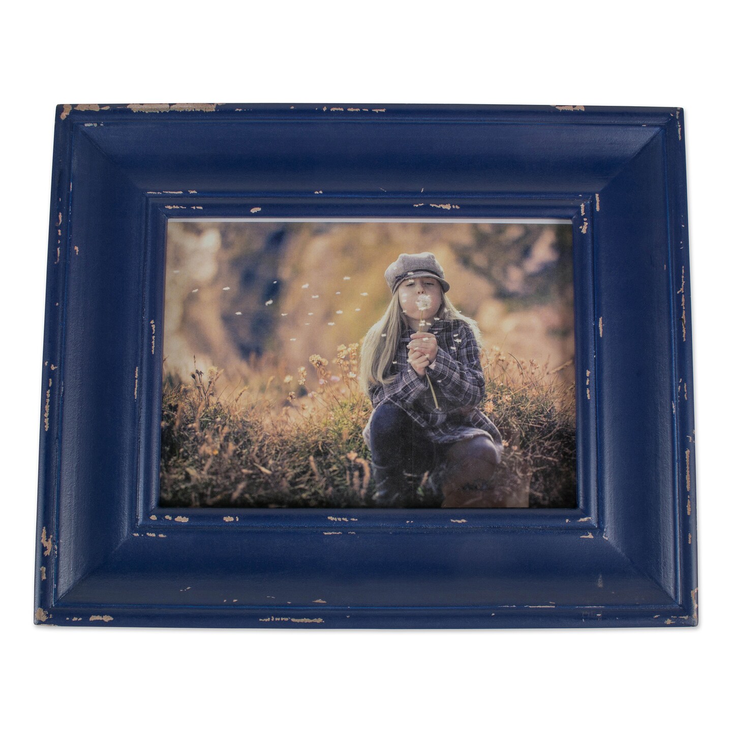 Contemporary Home Living Weathered Farmhouse Rectangular Picture Frame - for a 8&#x22; x 10&#x22; photo - 13.5&#x22; - Blue