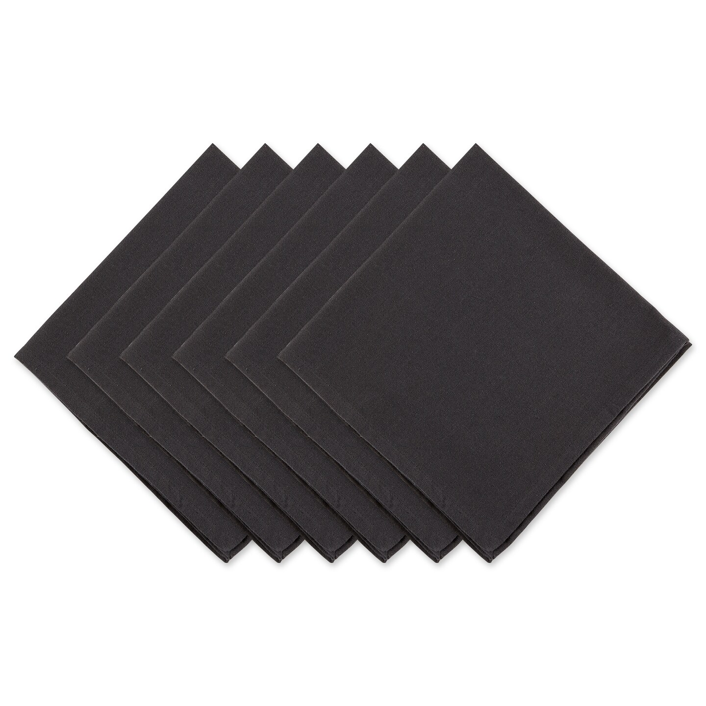 Contemporary Home Living Set of 6 Solid Black Square Napkin, 20"