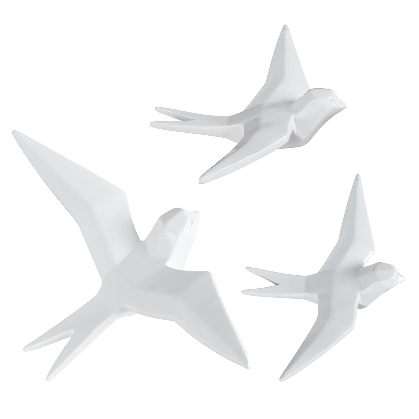 Signature Home Collection Set of 3 White Bird Statues with Outstretched Wings 10.75&#x22;