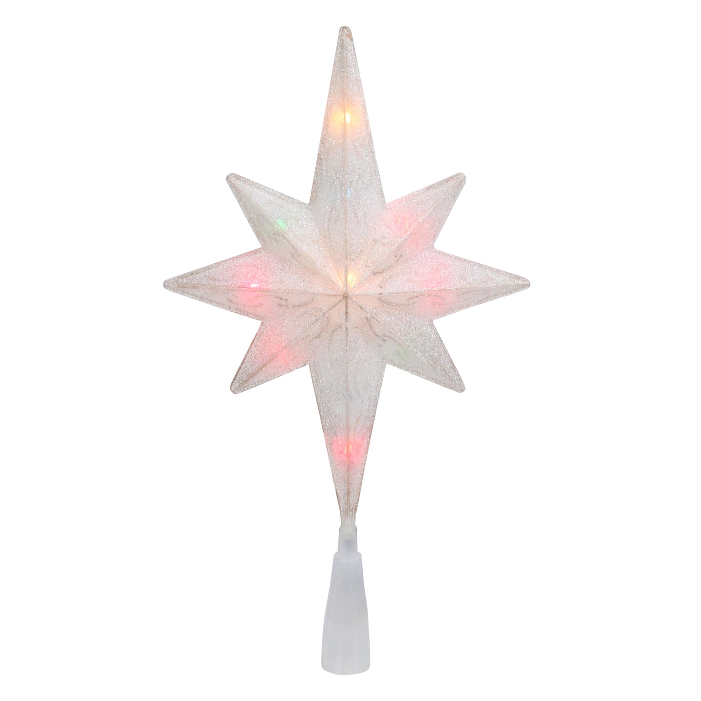 Northlight 11&#x22; White Frosted Bethlehem Star with Gold Scrolling Christmas Tree Topper - Multi Lights