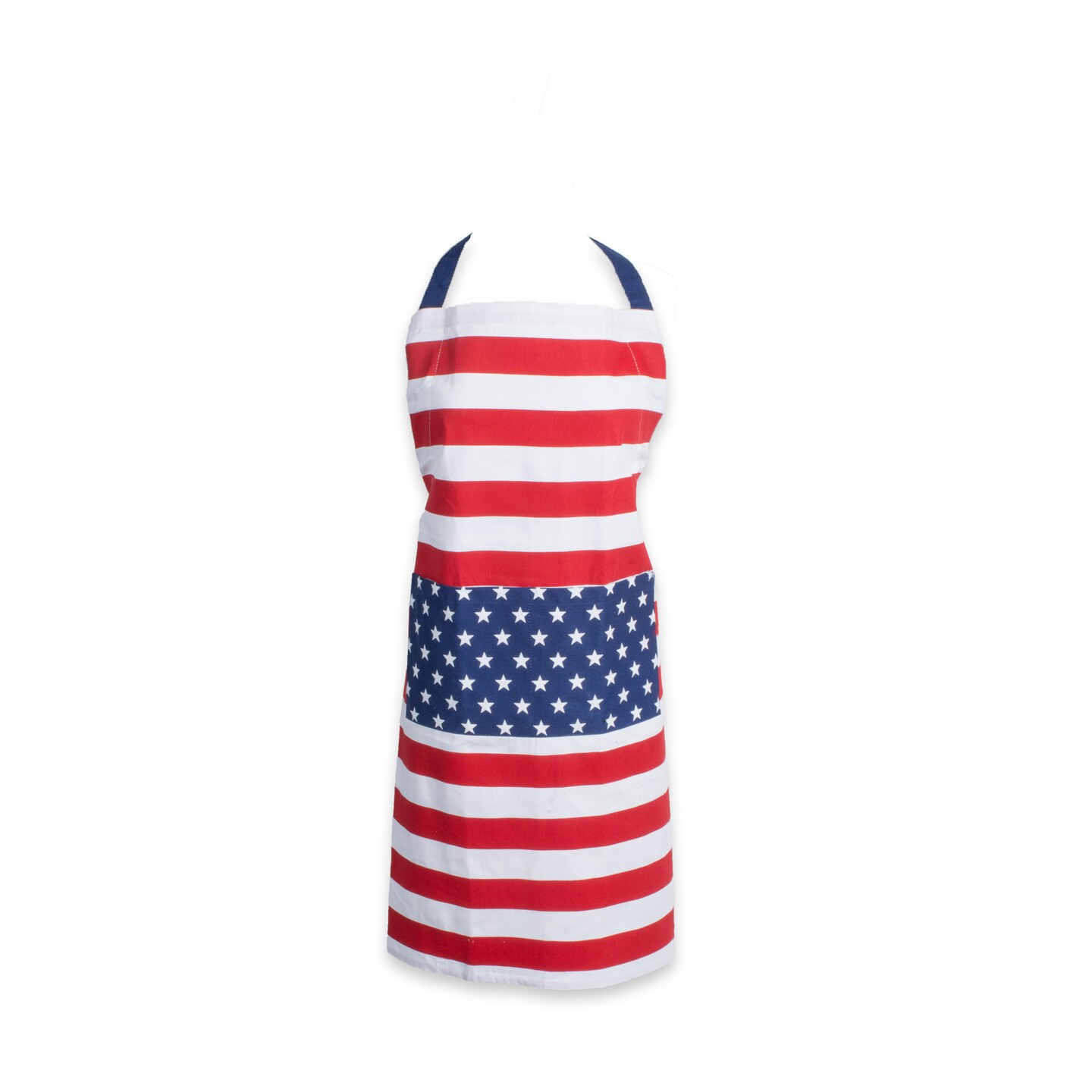 Contemporary Home Living 32&#x22; White, Red, and Blue Vibrant Stars and Stripes Print Apron