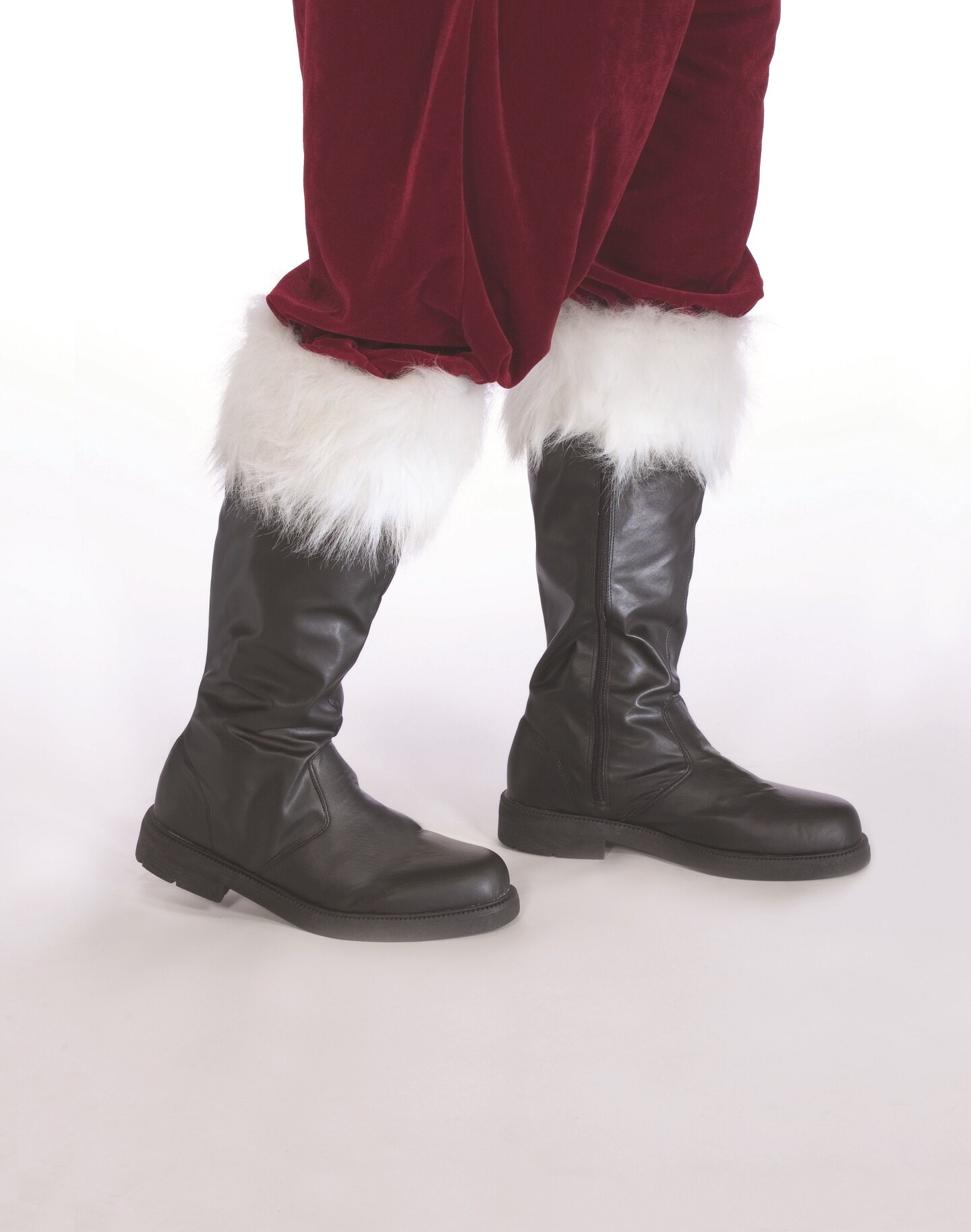 The Costume Center Professional Black Santa Boots with Plush Cuff &#x2013; Size Large