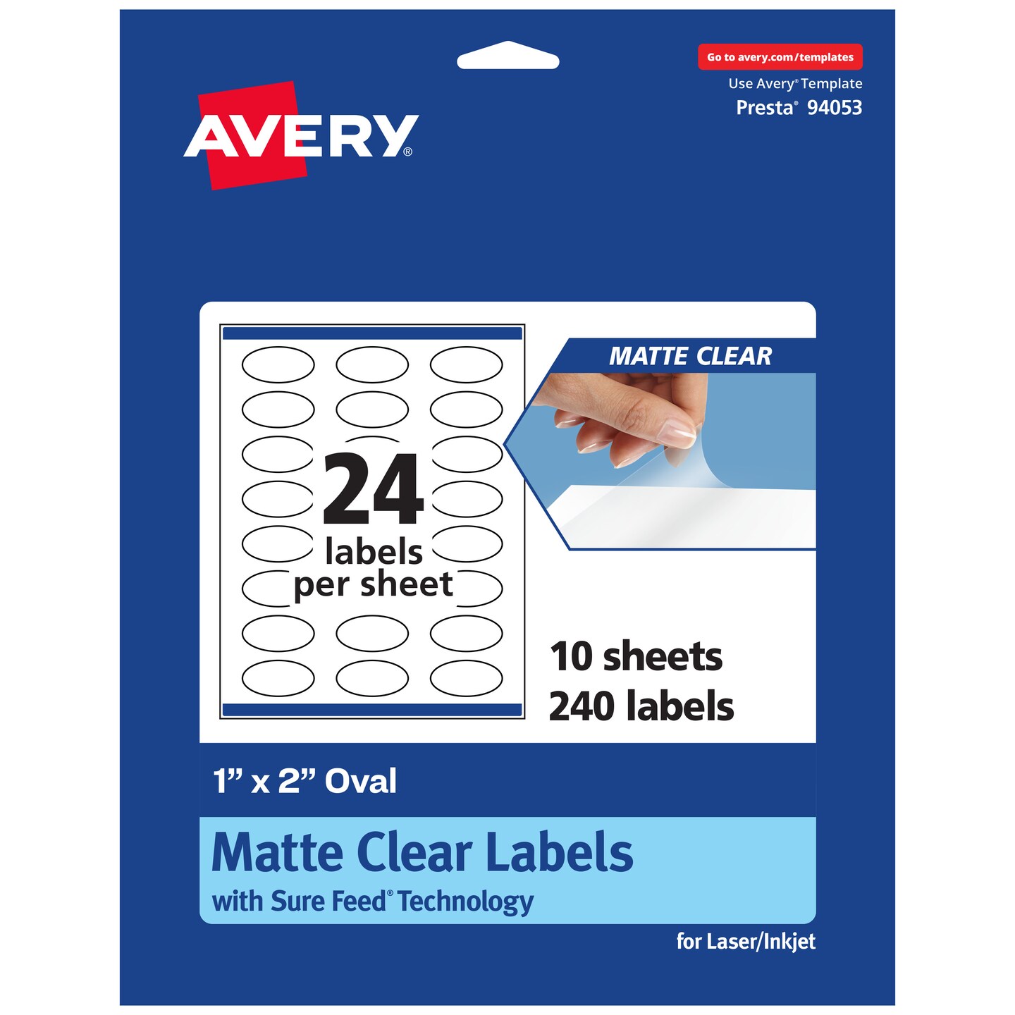 Avery Matte Clear Labels,  1&#x22; x 2&#x22; Oval