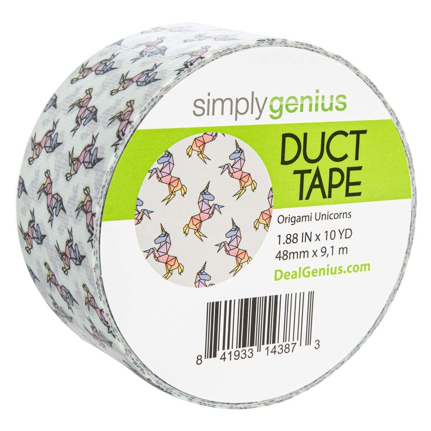 Simply Genius 1 Pack Art &#x26; Craft Duct Tapes, Heavy Duty, 1.8 in x 10 yards, Craft Supplies for Kids &#x26; Adults, Colorful Tape for DIY, Craft &#x26; Home Improvement, Origami Unicorns