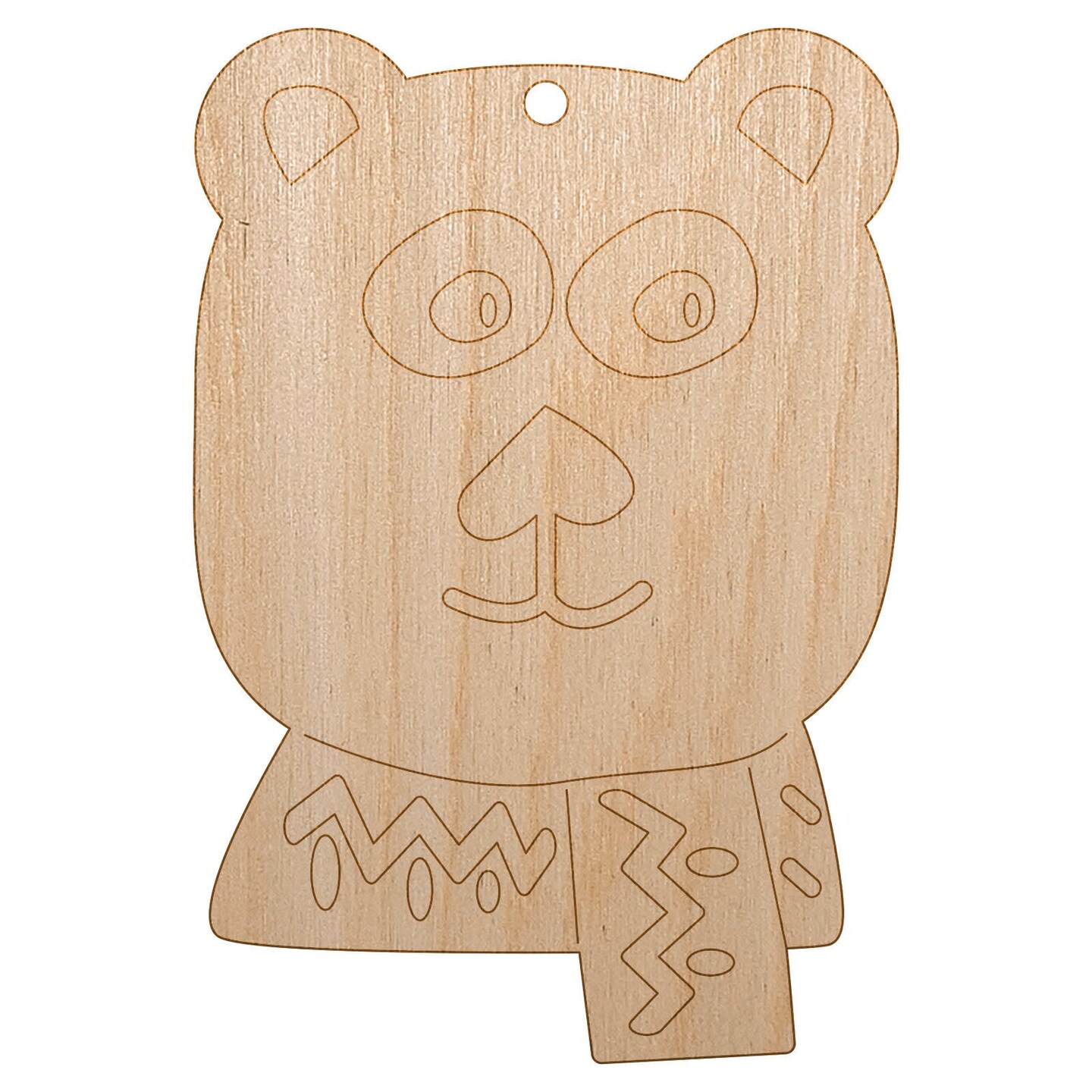 Cozy Polar Bear Unfinished Craft Wood Holiday Christmas Tree DIY Pre-Drilled Ornament