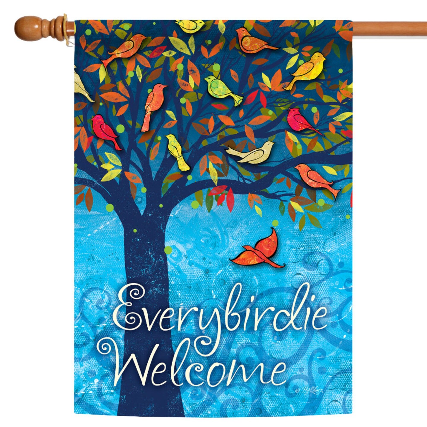 Toland Home Garden 'Everybirdie Welcome' Gartenflagge – Bunte Vogel-Motiv-Flagge 31,8x45,7 Cm