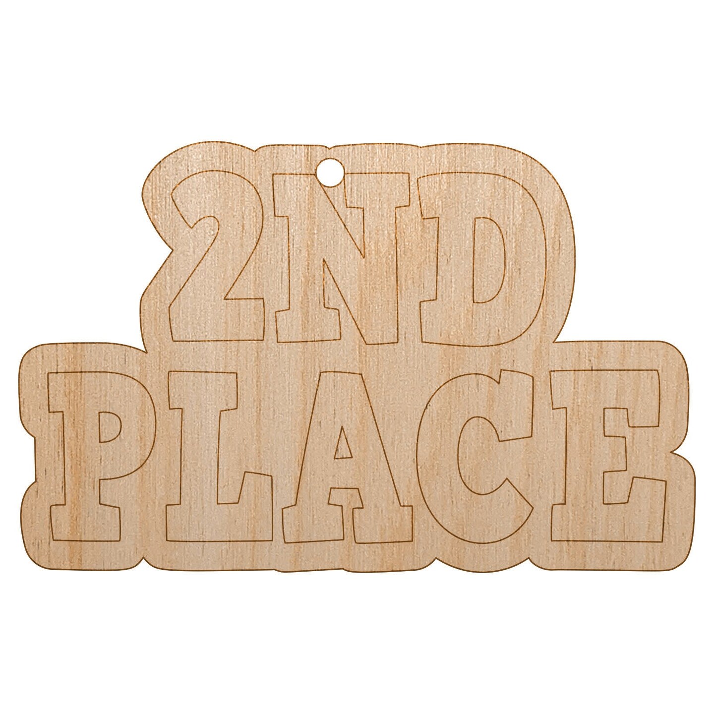 Second 2nd Place Fun Text Unfinished Craft Wood Holiday Christmas Tree DIY Pre-Drilled Ornament