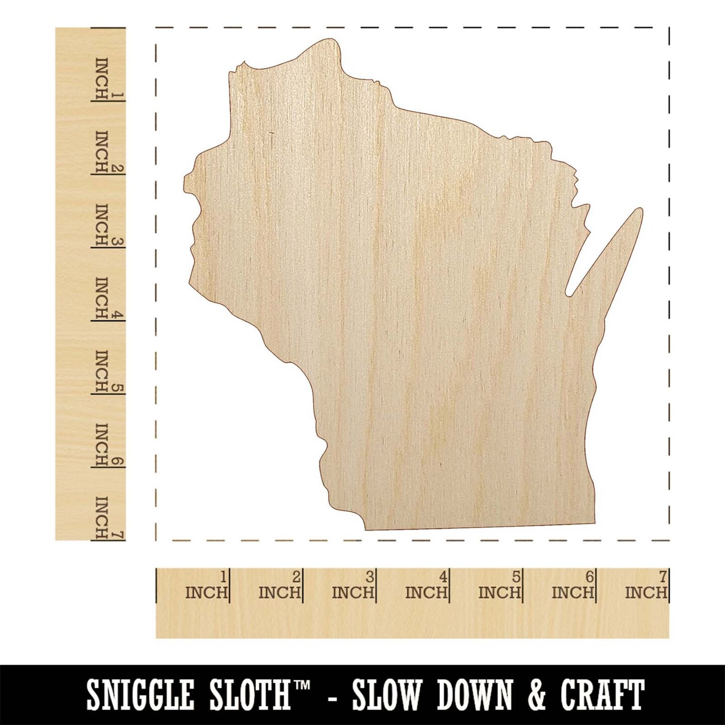 Wisconsin State Silhouette Unfinished Wood Shape Piece Cutout for DIY Craft Projects