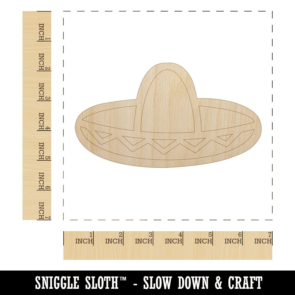 Sombrero Mexico Mexican Fiesta Hat Unfinished Wood Shape Piece Cutout for DIY Craft Projects