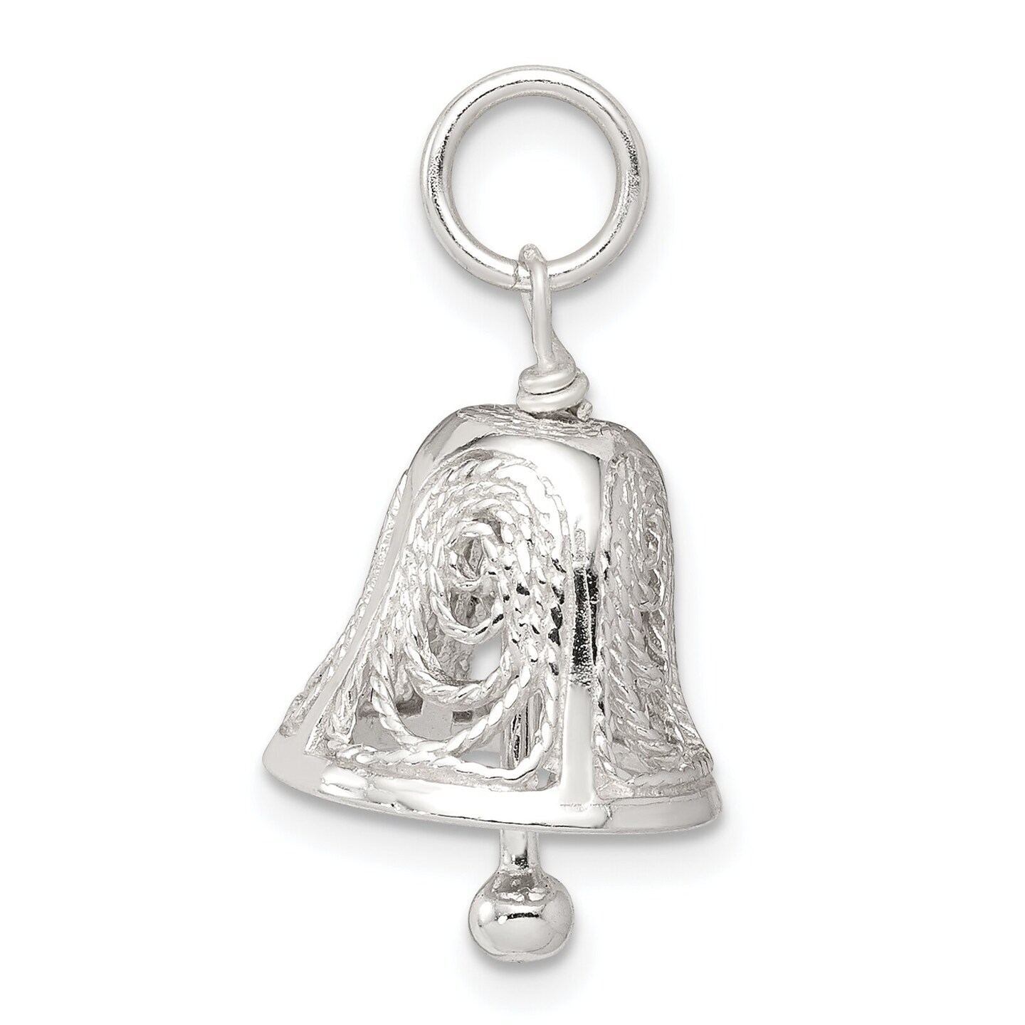 Sterling Silver Bell Charm Pendant Wedding Jewelry 17mm x 12mm