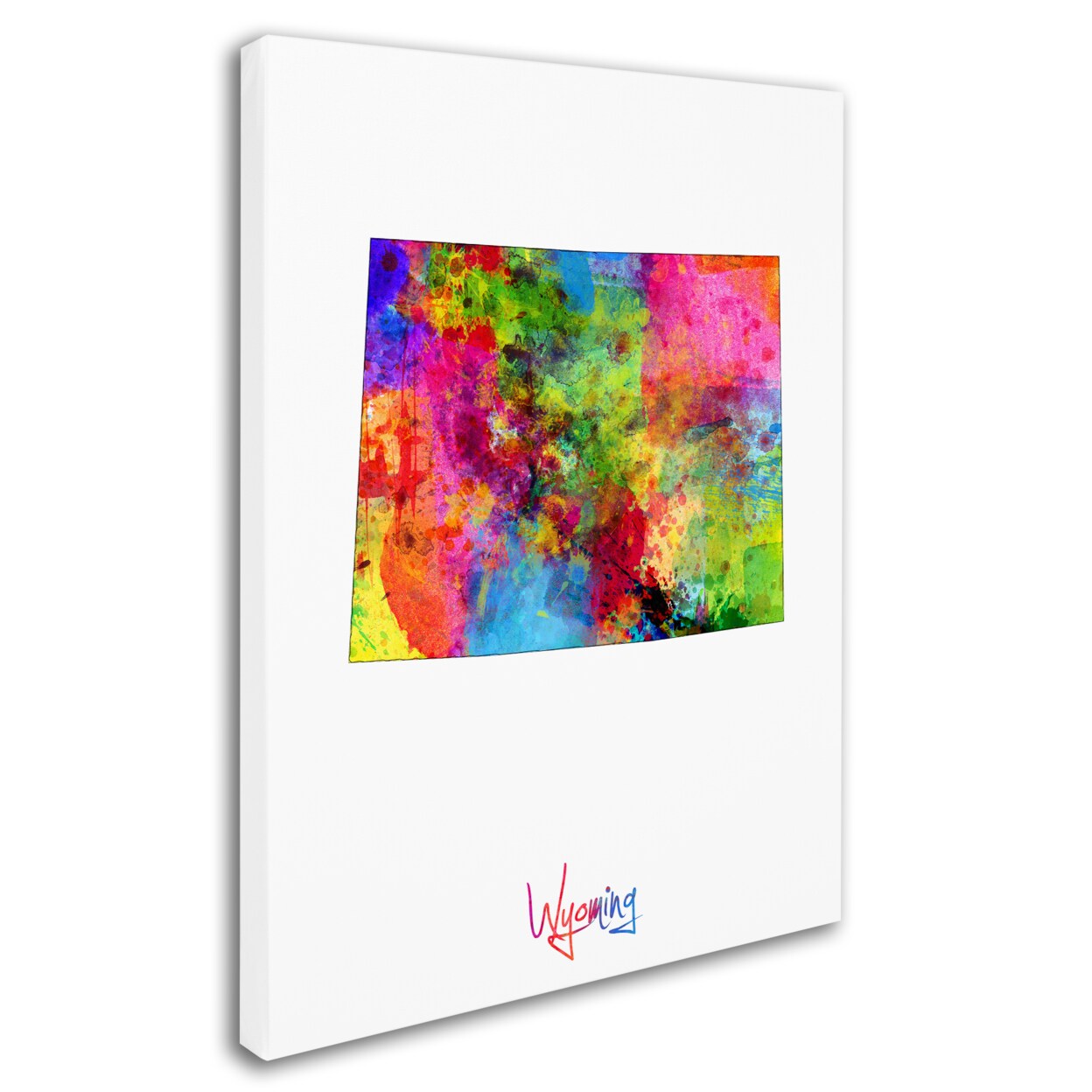 Michael Tompsett Wyoming Map Canvas Wall Art 35 X 47 Inches