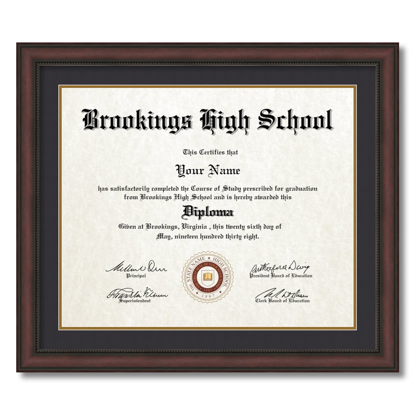 ArtToFrames 18x22 inch Diploma Frame - Framed with Black and Gold Mats, Comes with Regular Acrylic and Sawtooth Hanger for Wall Hanging (D-18x22)