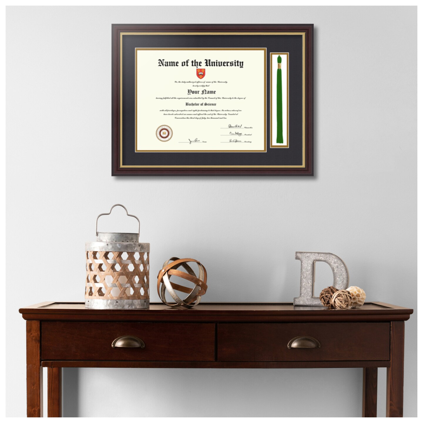 ArtToFrames 11x14 inch Diploma Frame with Tassel Opening - Framed with Black and Gold Mats, Comes with Regular Acrylic and Sawtooth Hanger for Wall Hanging (DT-11x14)