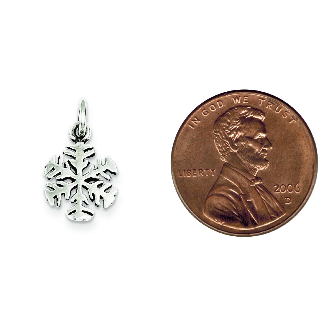 Sterling Silver Antiqued Snowflake Charm Christmas Jewerly 20mm x 11mm