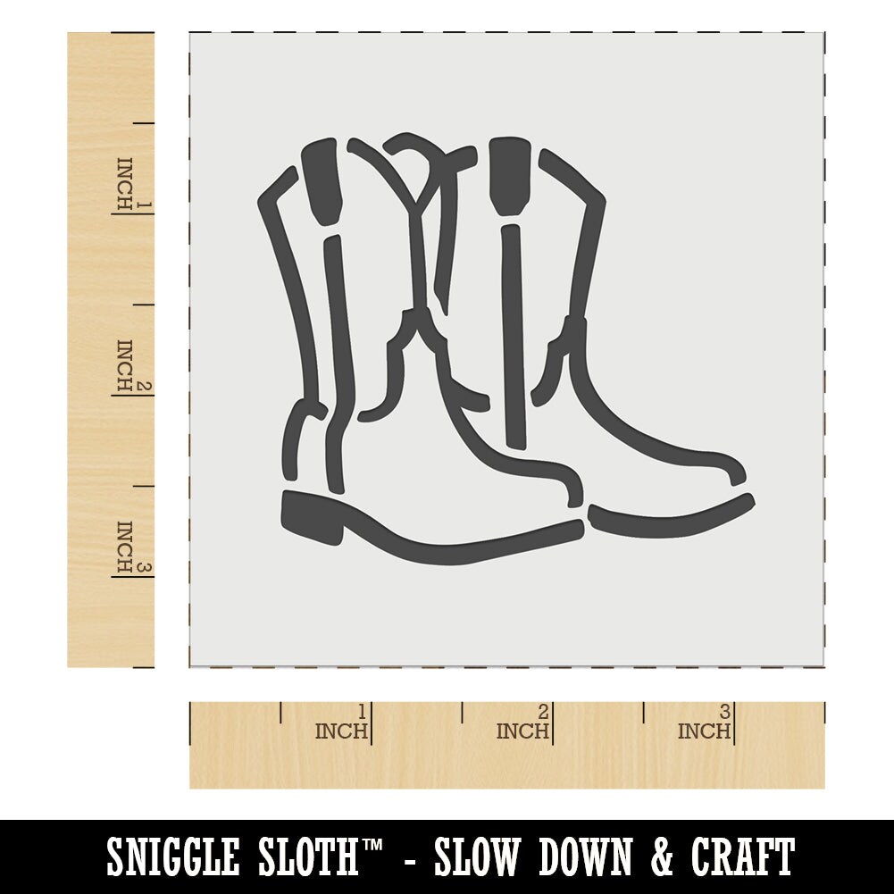 Simple Cowboy Cowgirl Boots Country Farm Life Wall Cookie DIY Craft Reusable Stencil