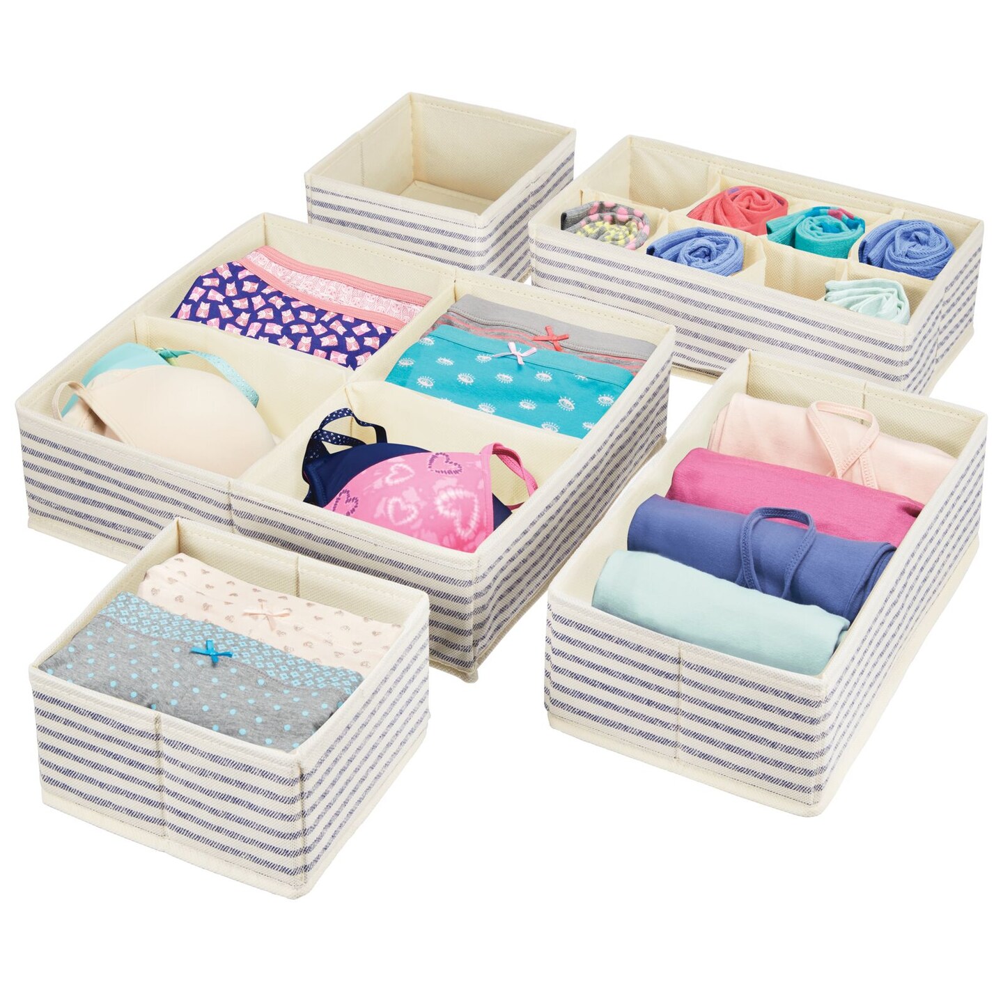 mDesign Fabric Drawer/Closet Divided Organizers, Set of 5