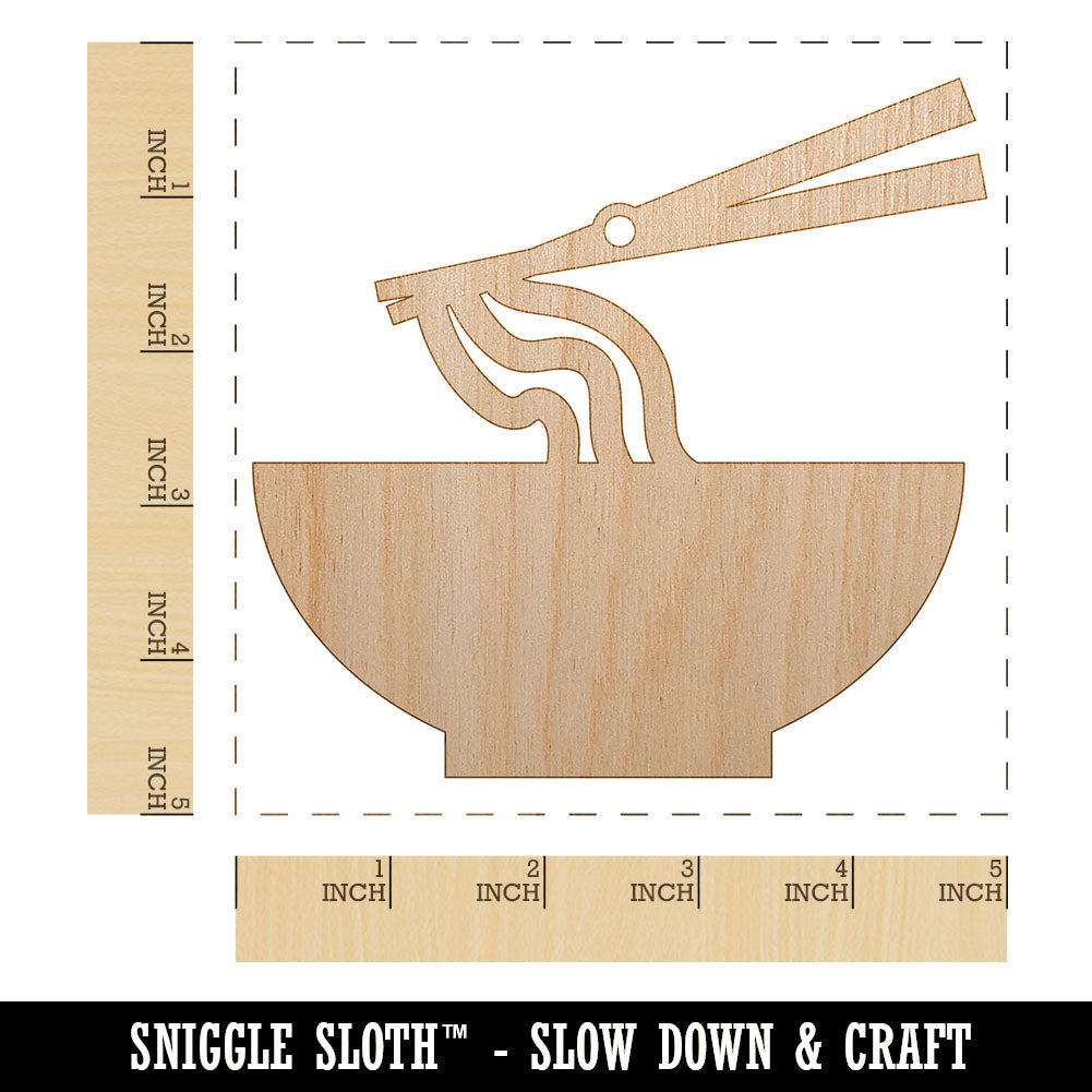 Pho Ramen Noodle Bowl Solid Unfinished Craft Wood Holiday Christmas Tree DIY Pre-Drilled Ornament