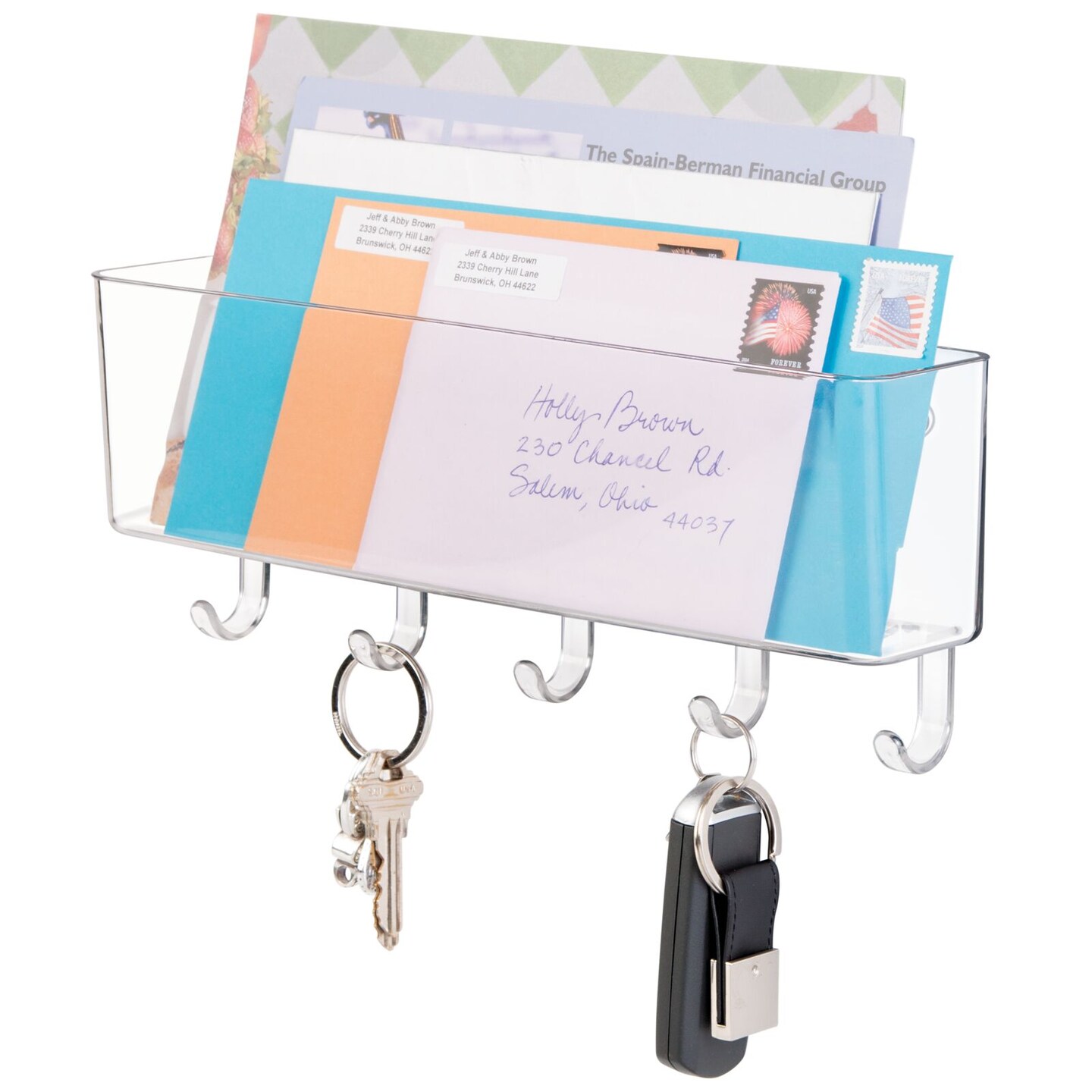 Amazon Mail Basket With Key Hooks MDesign Wall Mount Metal