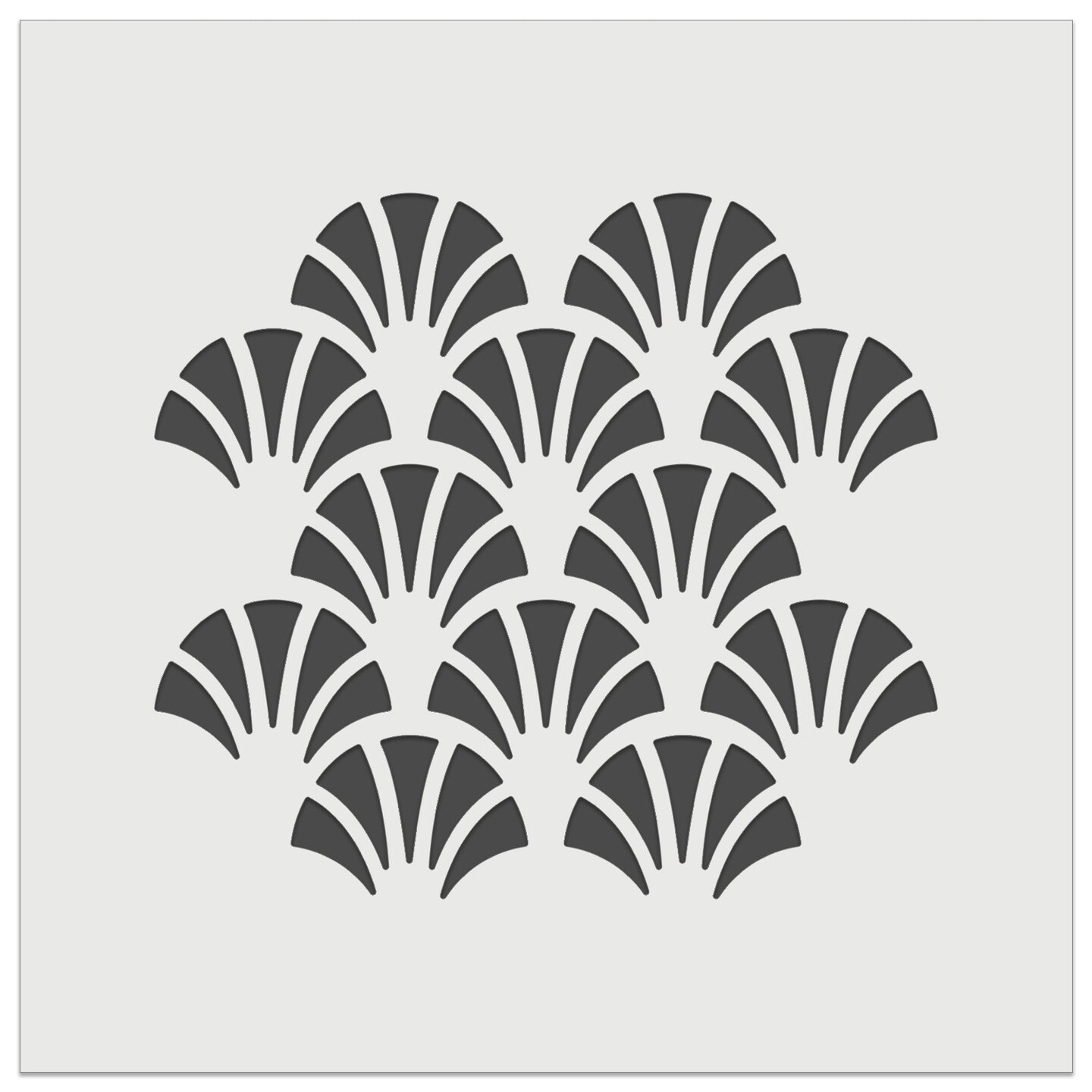 Geometric Fish Scale Trees Art Deco Pattern Wall Cookie DIY Craft Reusable Stencil