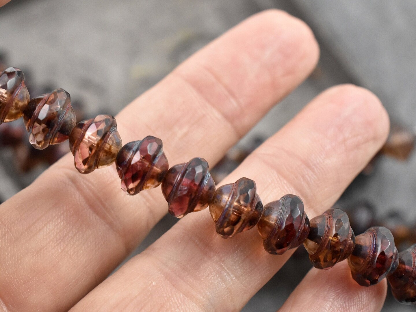 *15* 8x10mm Fuchsia Crystal Picasso Saturn Beads