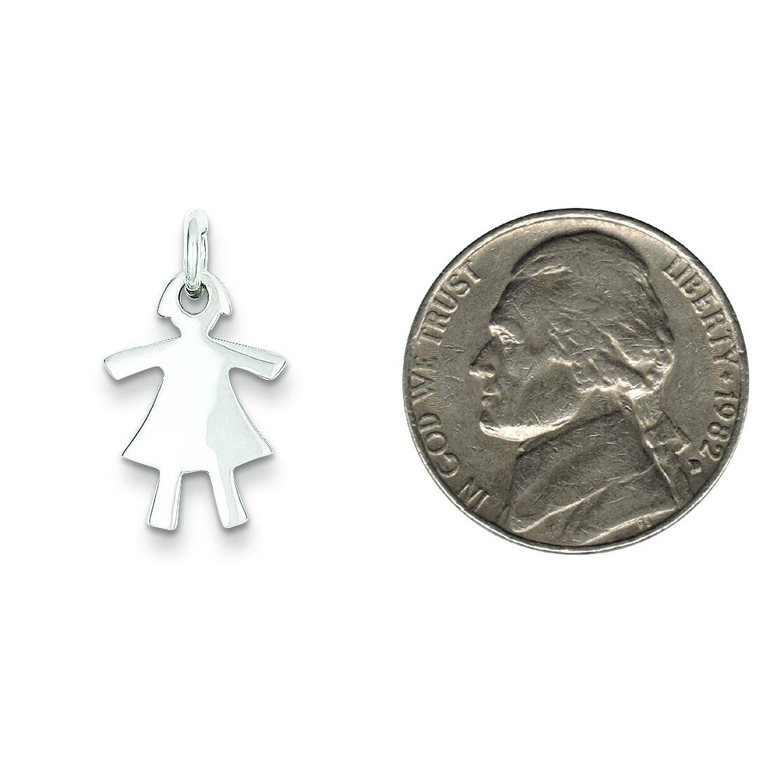 Sterling Silver Girl Charm Pendant Jewelry Silhouette 20mm x 11mm