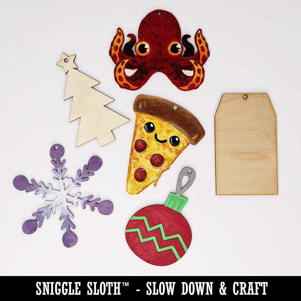 Cupcake Doodle Unfinished Craft Wood Holiday Christmas Tree DIY Pre-Drilled Ornament