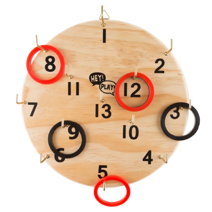 Hey Play Hook And Ring Toss Game Set Rubber Rings Indoor Outdoor Family Fun