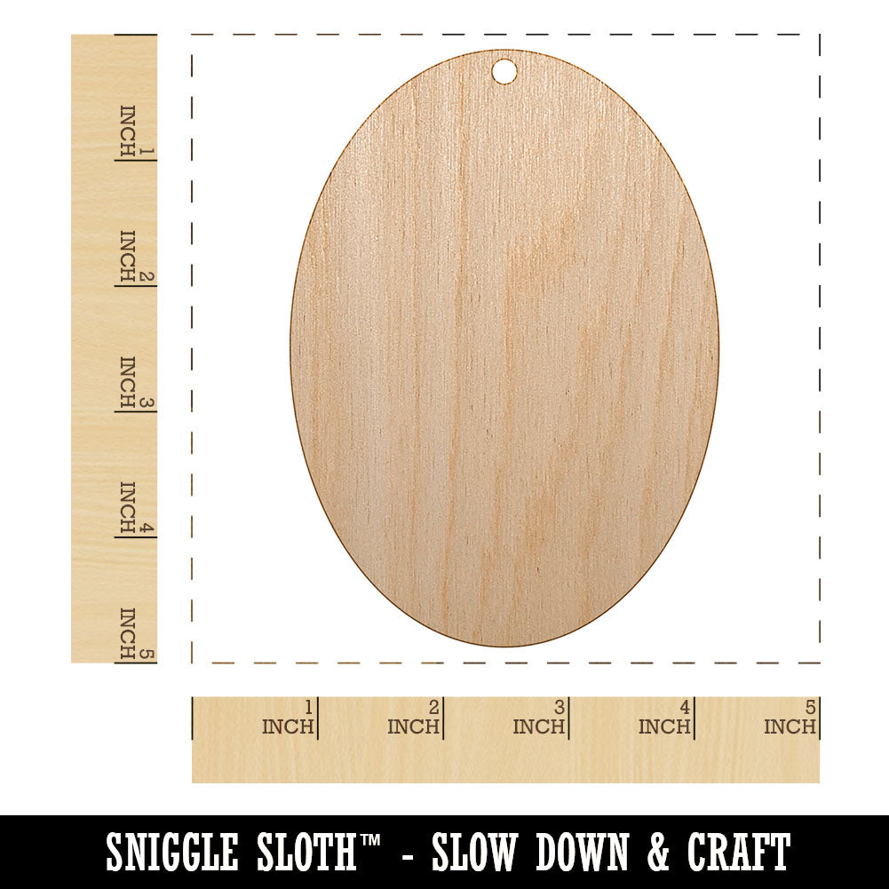 Oval Solid Unfinished Craft Wood Holiday Christmas Tree DIY Pre-Drilled Ornament