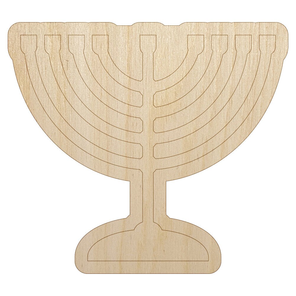 Menorah Hanukkah Unfinished Wood Shape Piece Cutout for DIY Craft Projects