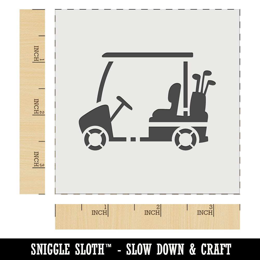 Golf Cart Caddy with Clubs Wall Cookie DIY Craft Reusable Stencil