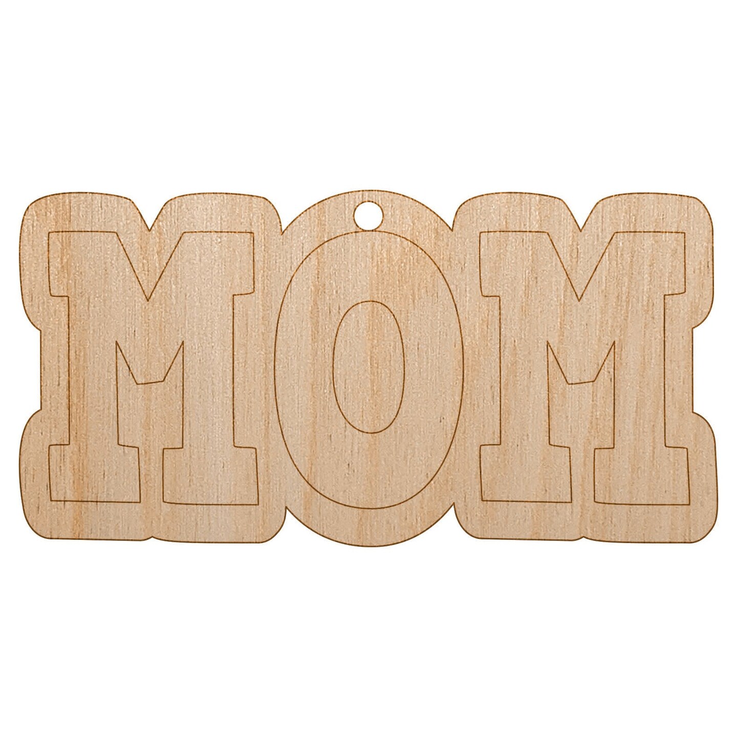 Mom Fun Text Unfinished Craft Wood Holiday Christmas Tree DIY Pre-Drilled Ornament