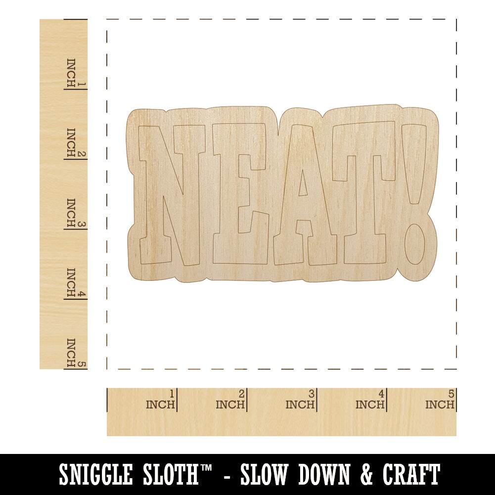 Neat Fun Text Unfinished Wood Shape Piece Cutout for DIY Craft Projects