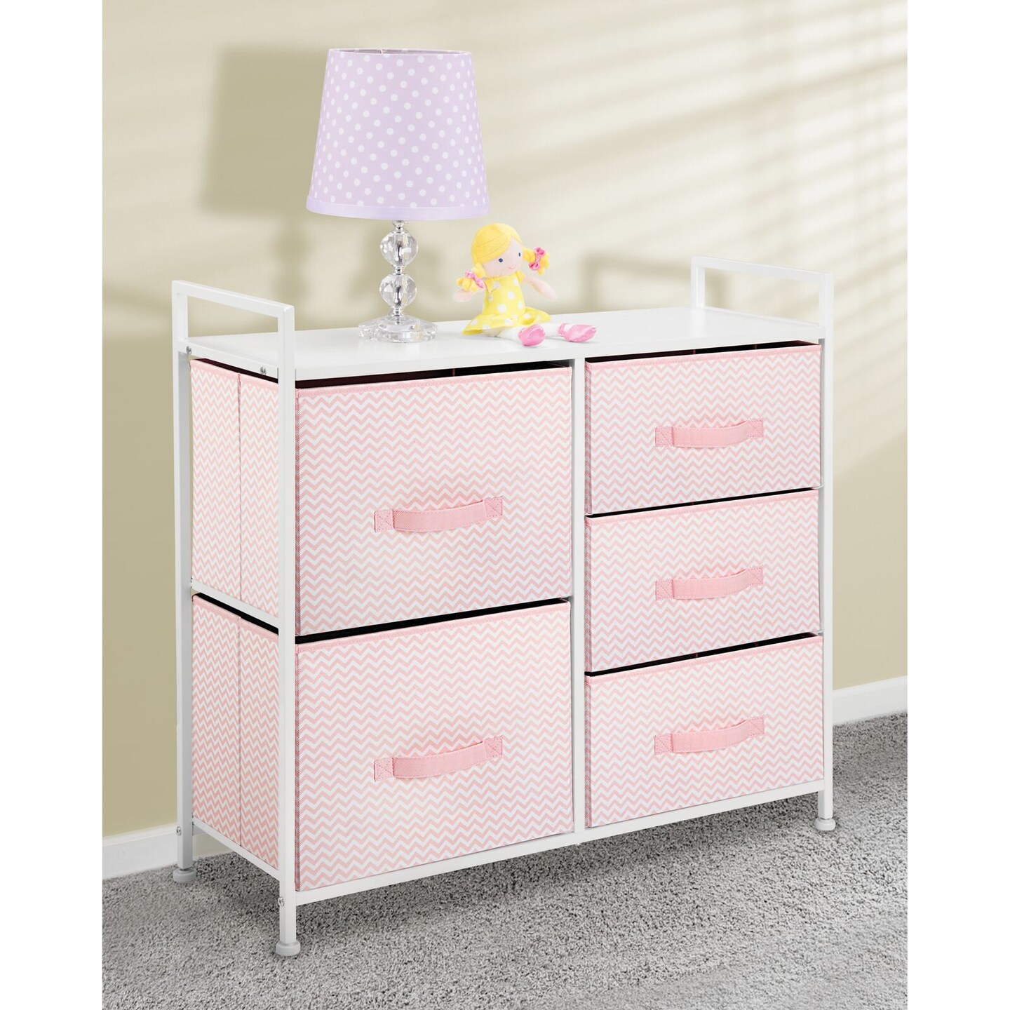 mDesign Wide Dresser Storage Tower Organizer Unit, 5 Drawers
