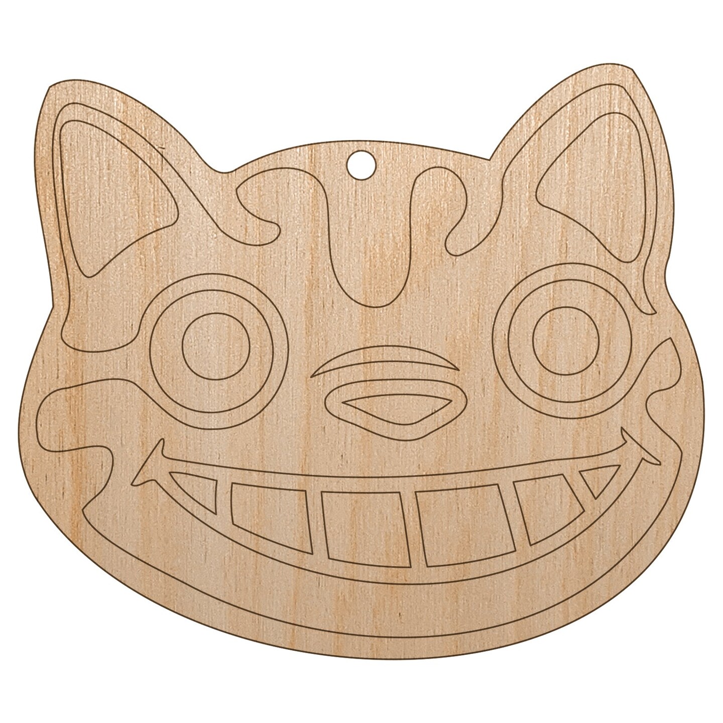 Grinning Cheshire Cat Unfinished Craft Wood Holiday Christmas Tree DIY Pre-Drilled Ornament