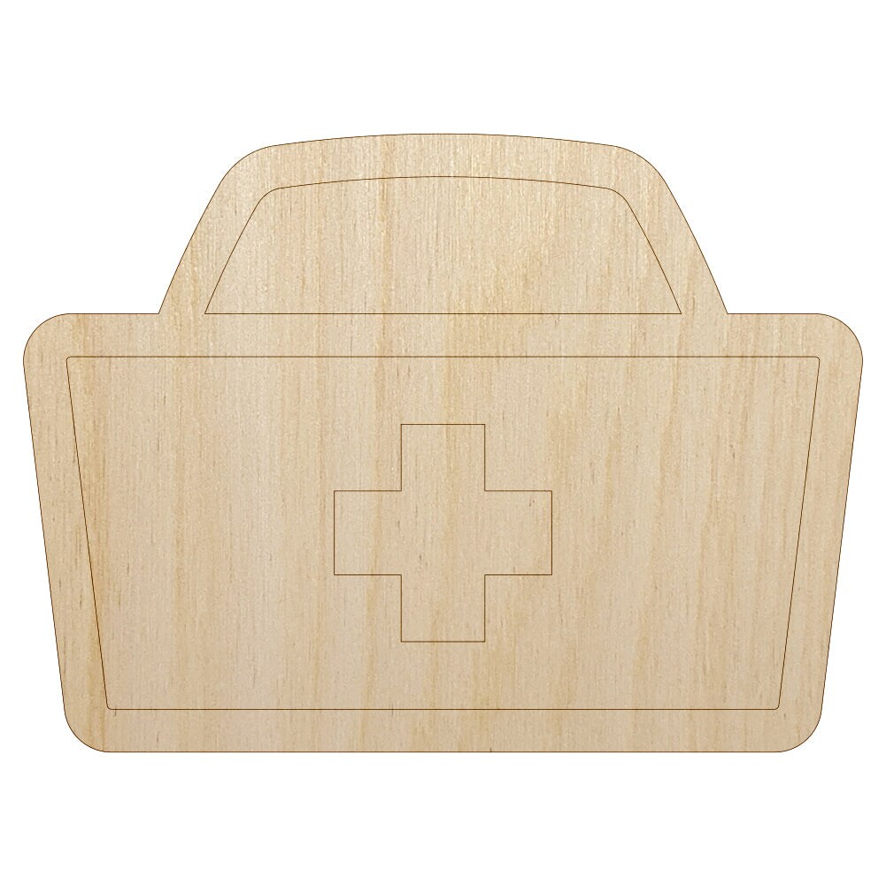 Nurse Cap Hat Unfinished Wood Shape Piece Cutout for DIY Craft Projects