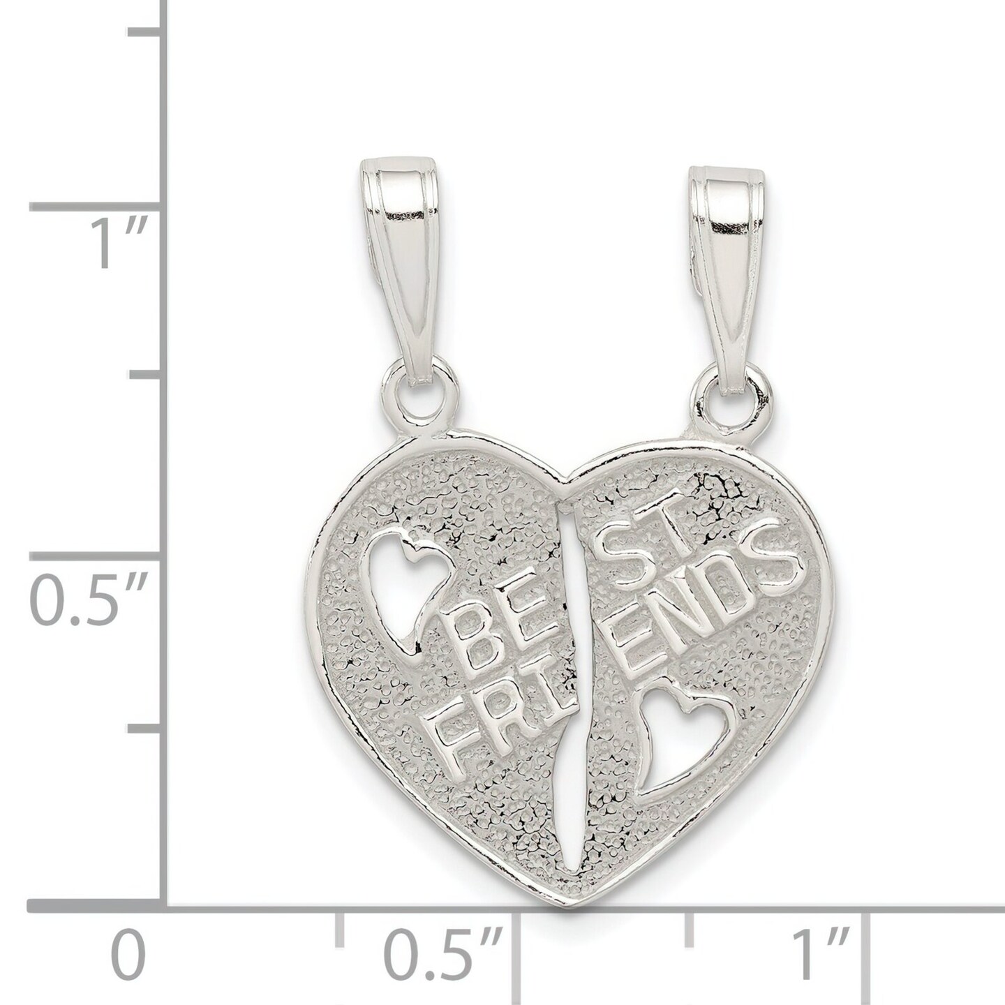 Sterling Silver Best Friends Break Apart Heart Charm Jewerly 20mm x 9mm