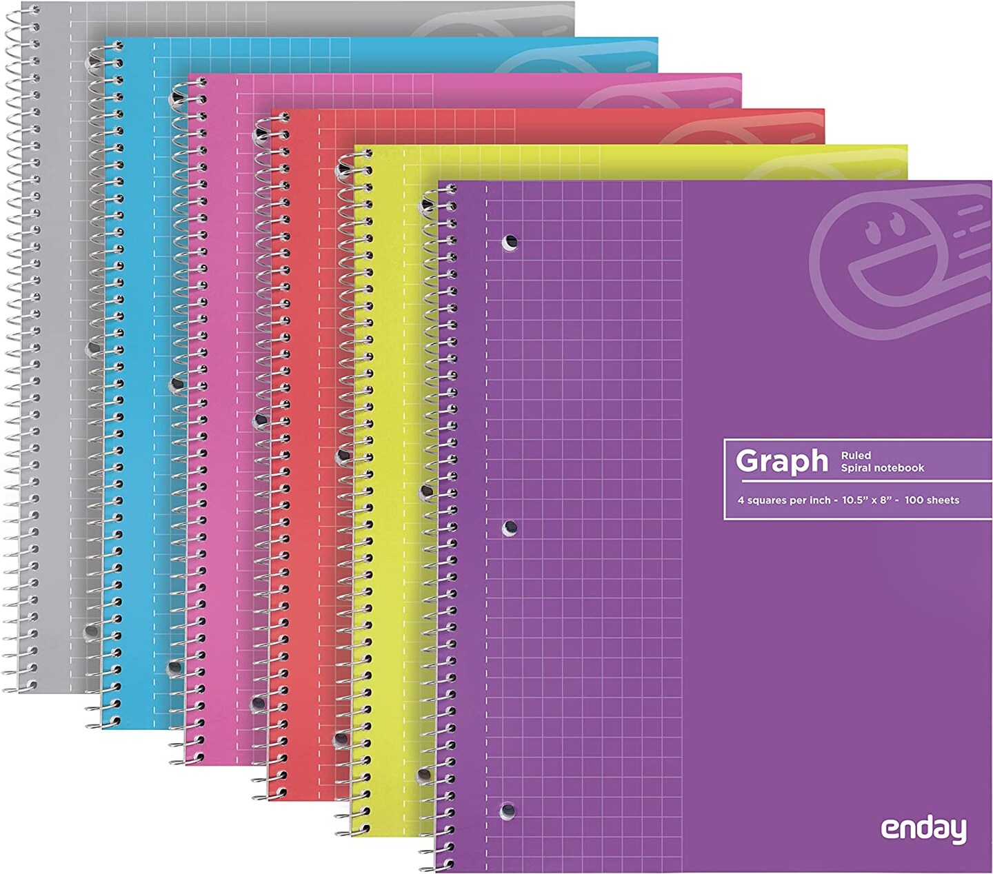 Qualed Ruled Notebook Enday 100 Ct. Quad-Ruled Spiral Notebook, Color: Gray | Michaels