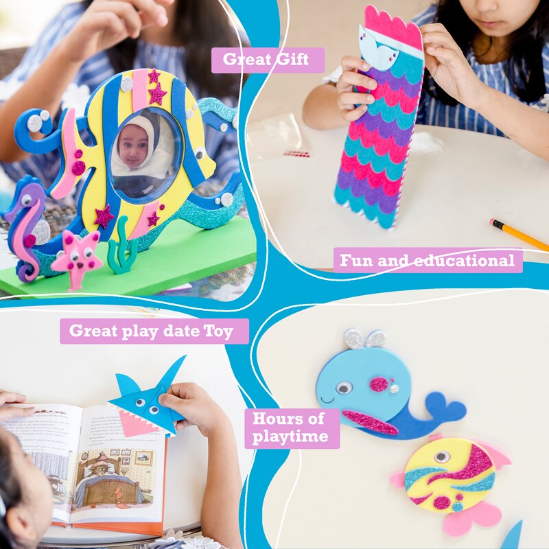 Under The Sea Themed Craft Kit | Includes Beautiful Felt Mermaid Sewing Kit | 6 Different Crafts-in-1 | Best Gift Girls Ages 6 to 10 Years (6-in-1)