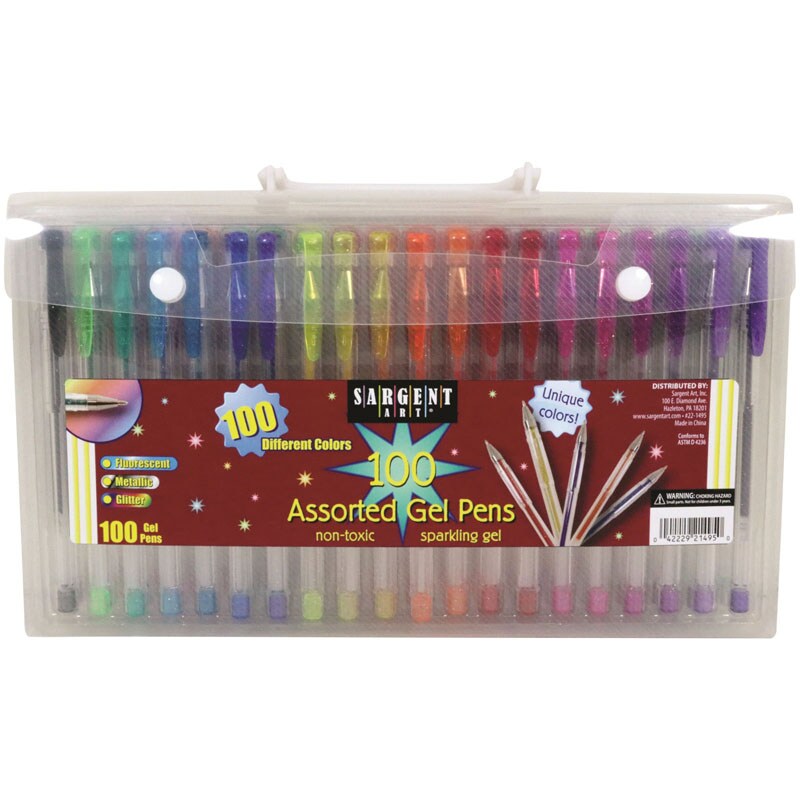 Gel Pens In Case With Handle, Pack Of 100