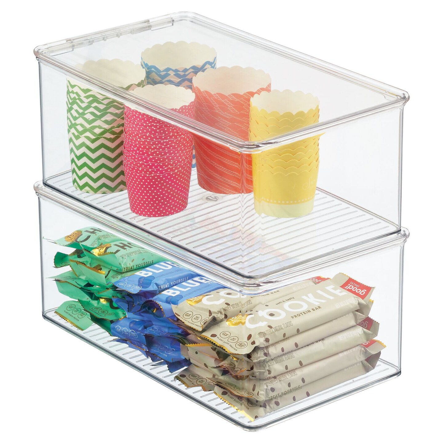 mDesign mdesign plastic stackable food storage container bin with