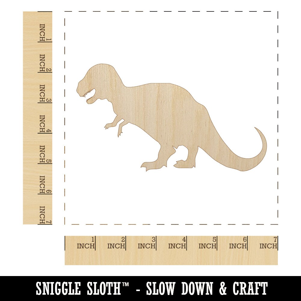 Tyrannosaurus Rex Dinosaur Solid Unfinished Wood Shape Piece Cutout for DIY Craft Projects