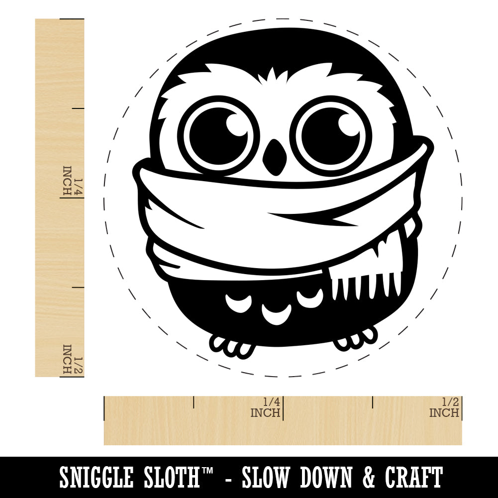 Cute Little Owl with Big Scarf Self-Inking Rubber Stamp for Stamping Crafting Planners