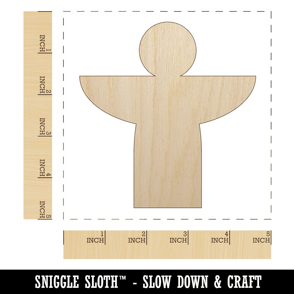 Angel Symbol Unfinished Wood Shape Piece Cutout for DIY Craft Projects