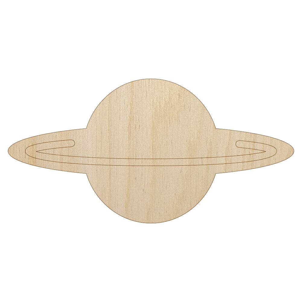 Saturn Planet Symbol Unfinished Wood Shape Piece Cutout for DIY Craft Projects