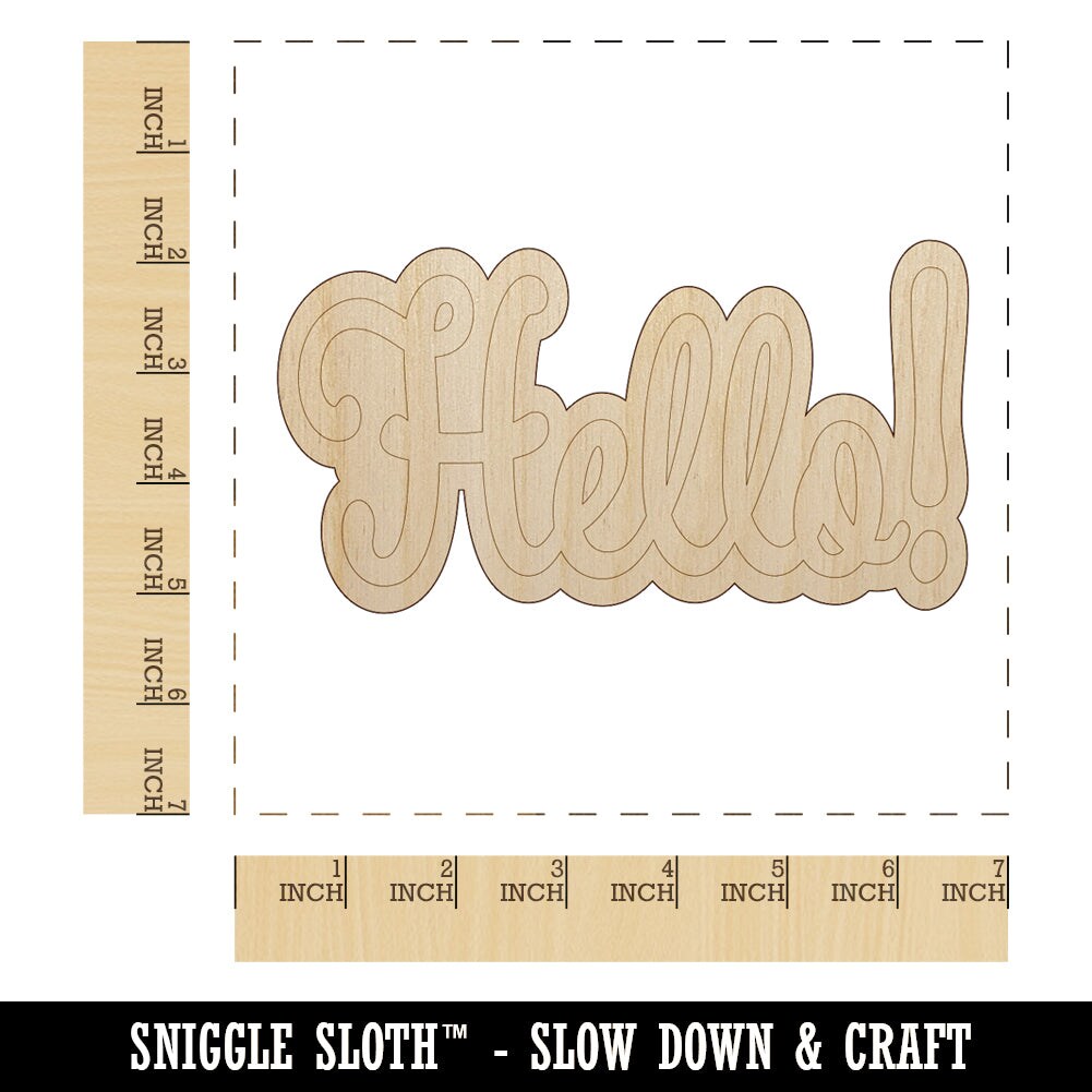 Hello Cursive Unfinished Wood Shape Piece Cutout For Diy Craft Projects