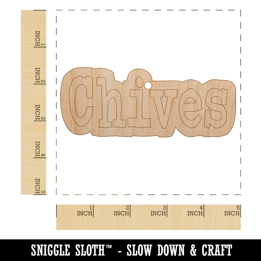 Chives Herb Fun Text Unfinished Craft Wood Holiday Christmas Tree DIY Pre-Drilled Ornament