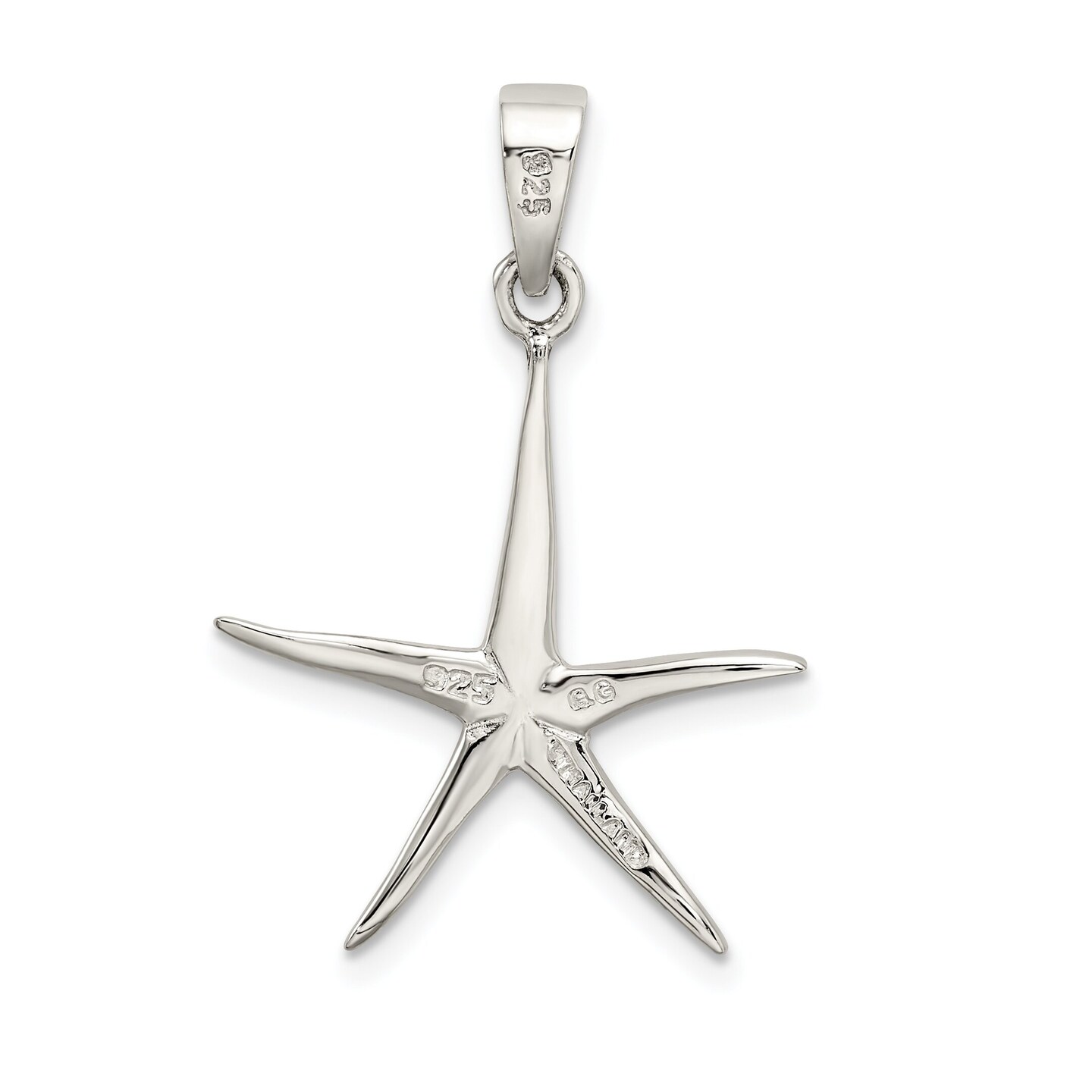 Sterling Silver Starfish Pendant Charm Sea Life Jewelry 25mm x 21mm