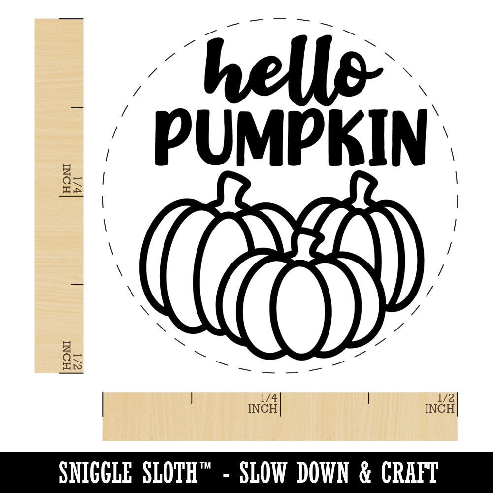 Hello Pumpkin Fall Autumn Halloween Thanksgiving Self Inking Rubber Stamp Ink Stamper for Stamping Crafting Planners